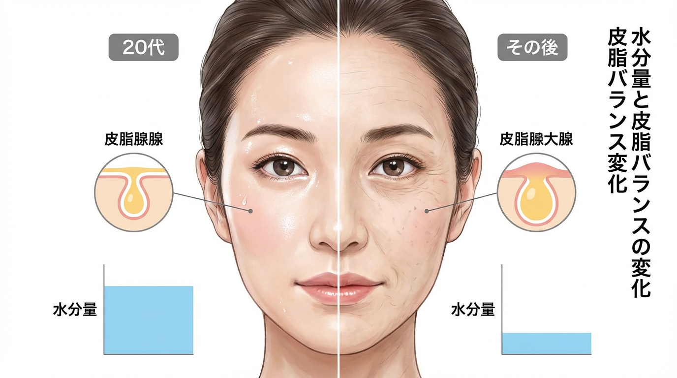20代とその後の皮脂バランスの変化